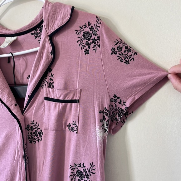 Soma Cool Nights Pajama Set in Peaceful Floral Pink FLAWED Sz Small - Picture 6 of 13